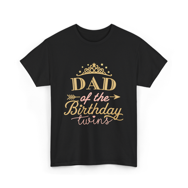 Dad of the Birthday Twins Party T-Shirt - Black