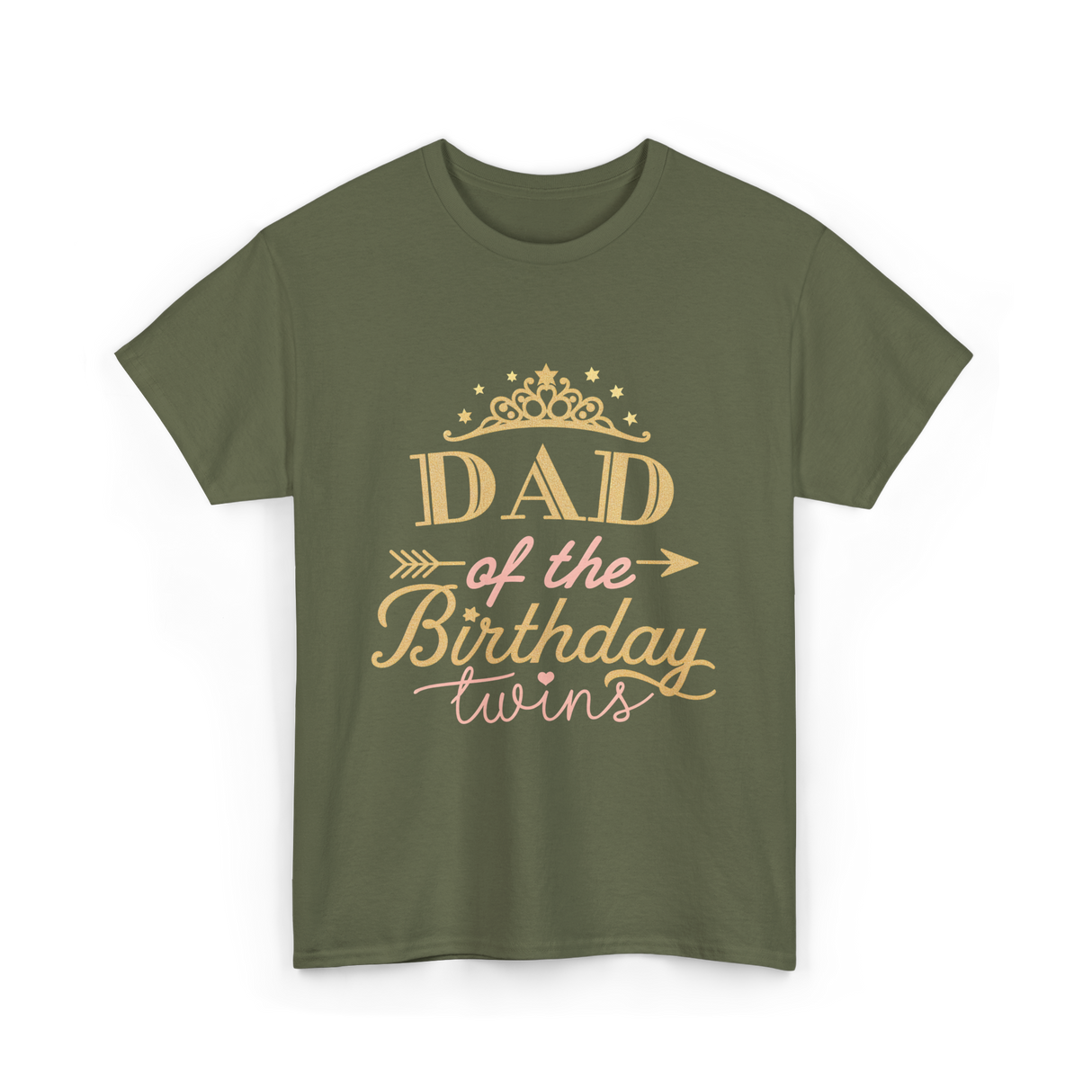 Dad of the Birthday Twins Party T-Shirt - Military Green