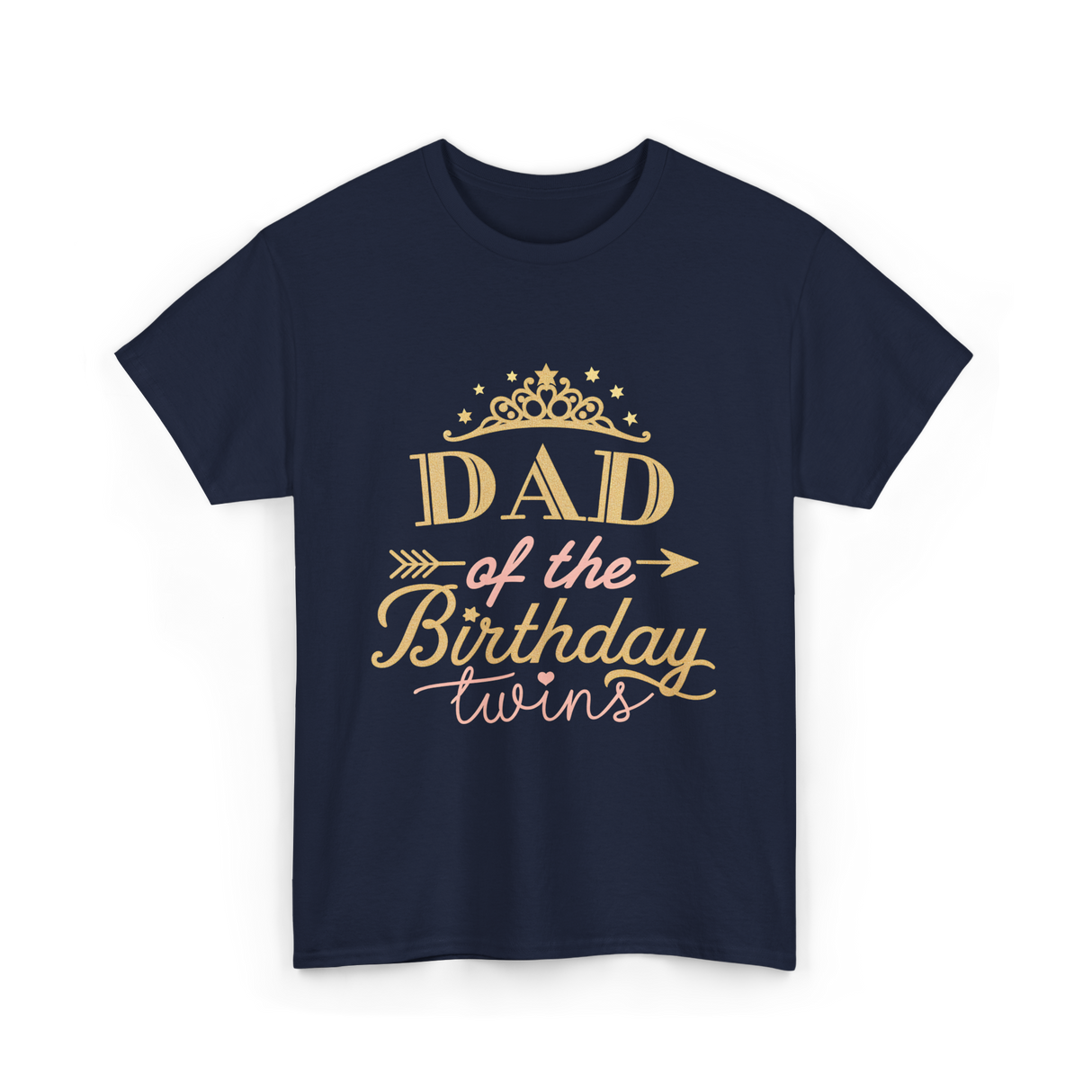 Dad of the Birthday Twins Party T-Shirt - Navy