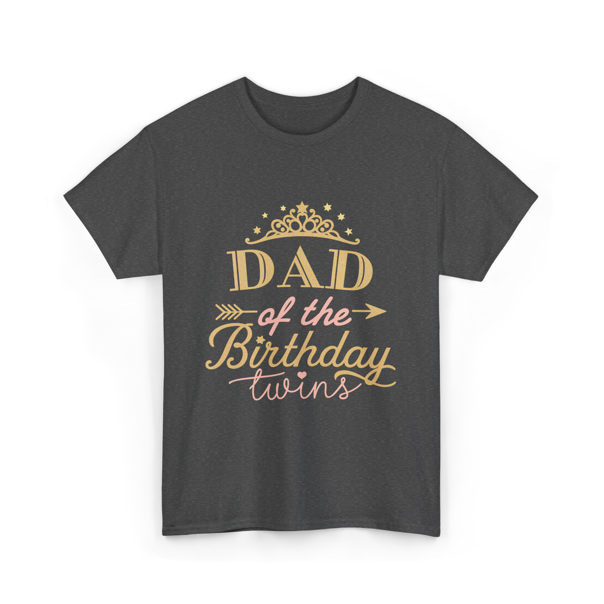 Dad of the Birthday Twins Party T-Shirt - Dark Heather