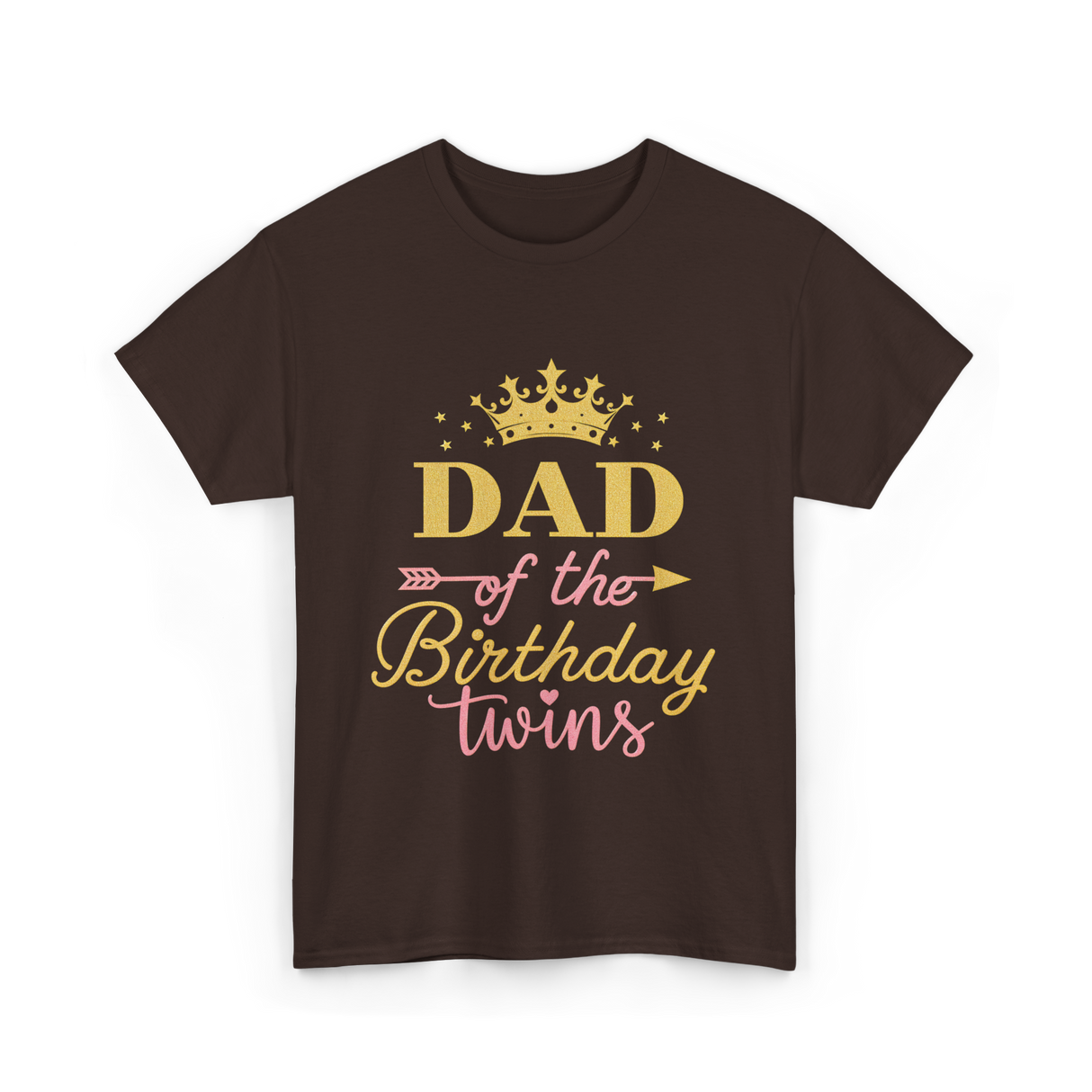 Dad of the Birthday Twins Party T-Shirt - Dark Chocolate