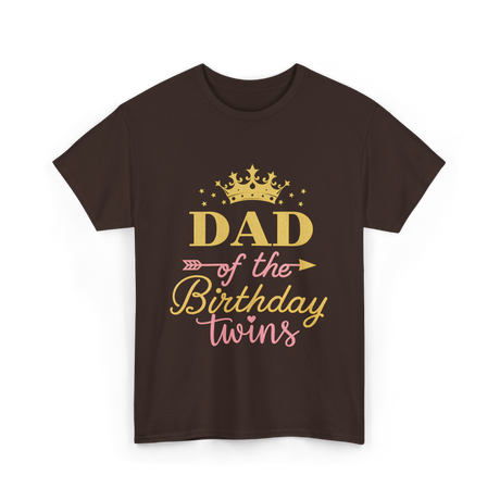 Dad of the Birthday Twins Party T-Shirt - Dark Chocolate