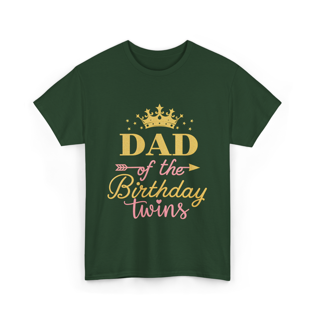 Dad of the Birthday Twins Party T-Shirt - Forest Green