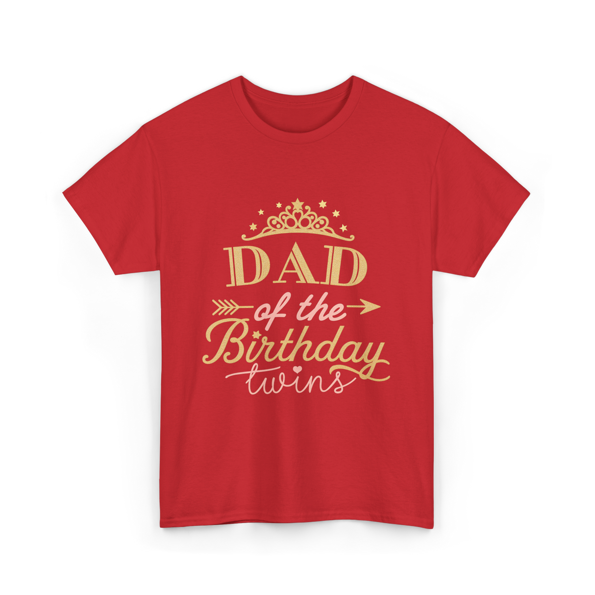 Dad of the Birthday Twins Party T-Shirt - Red