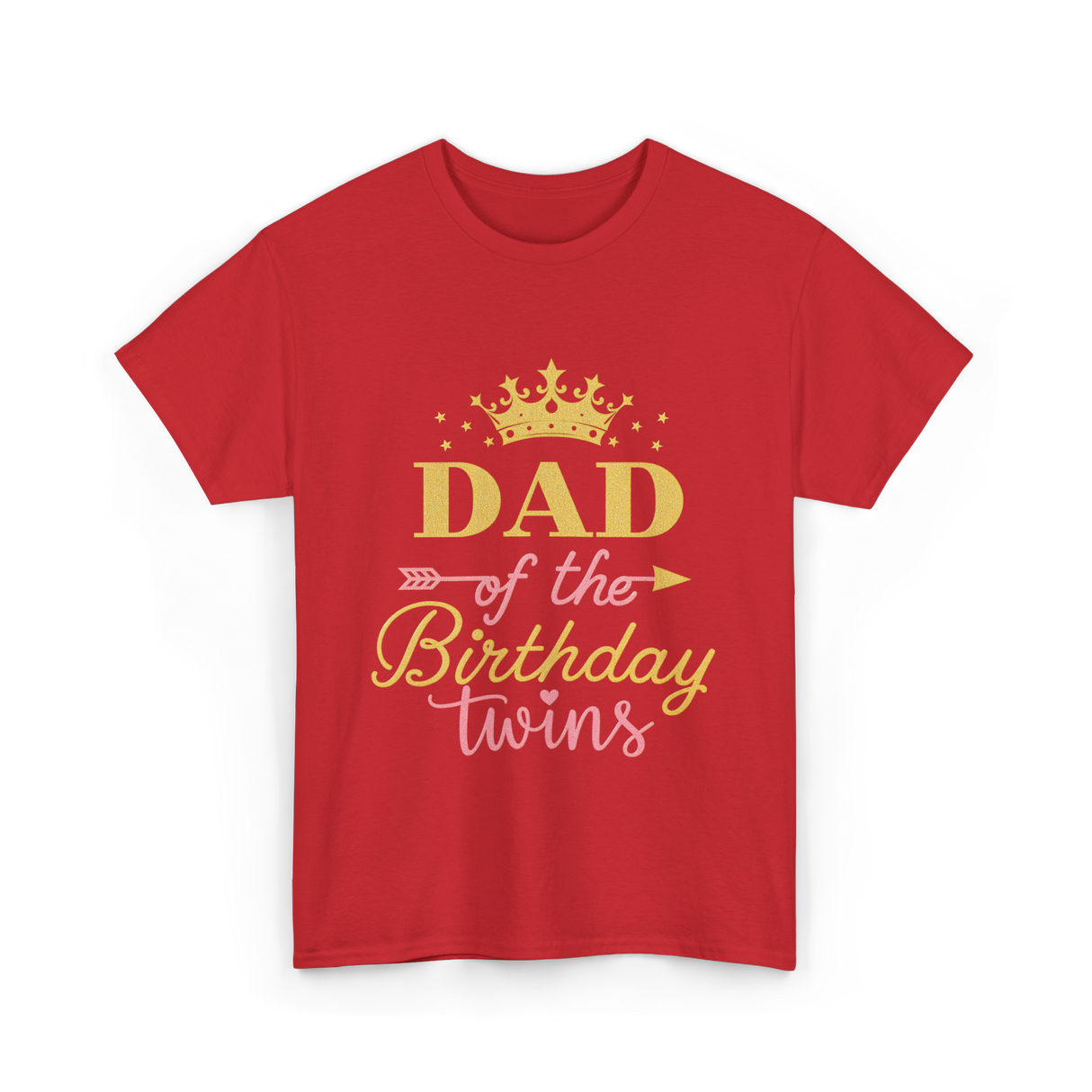 Dad of the Birthday Twins Party T-Shirt - Red