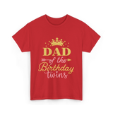 Dad of the Birthday Twins Party T-Shirt - Red