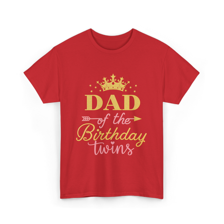 Dad of the Birthday Twins Party T-Shirt - Red