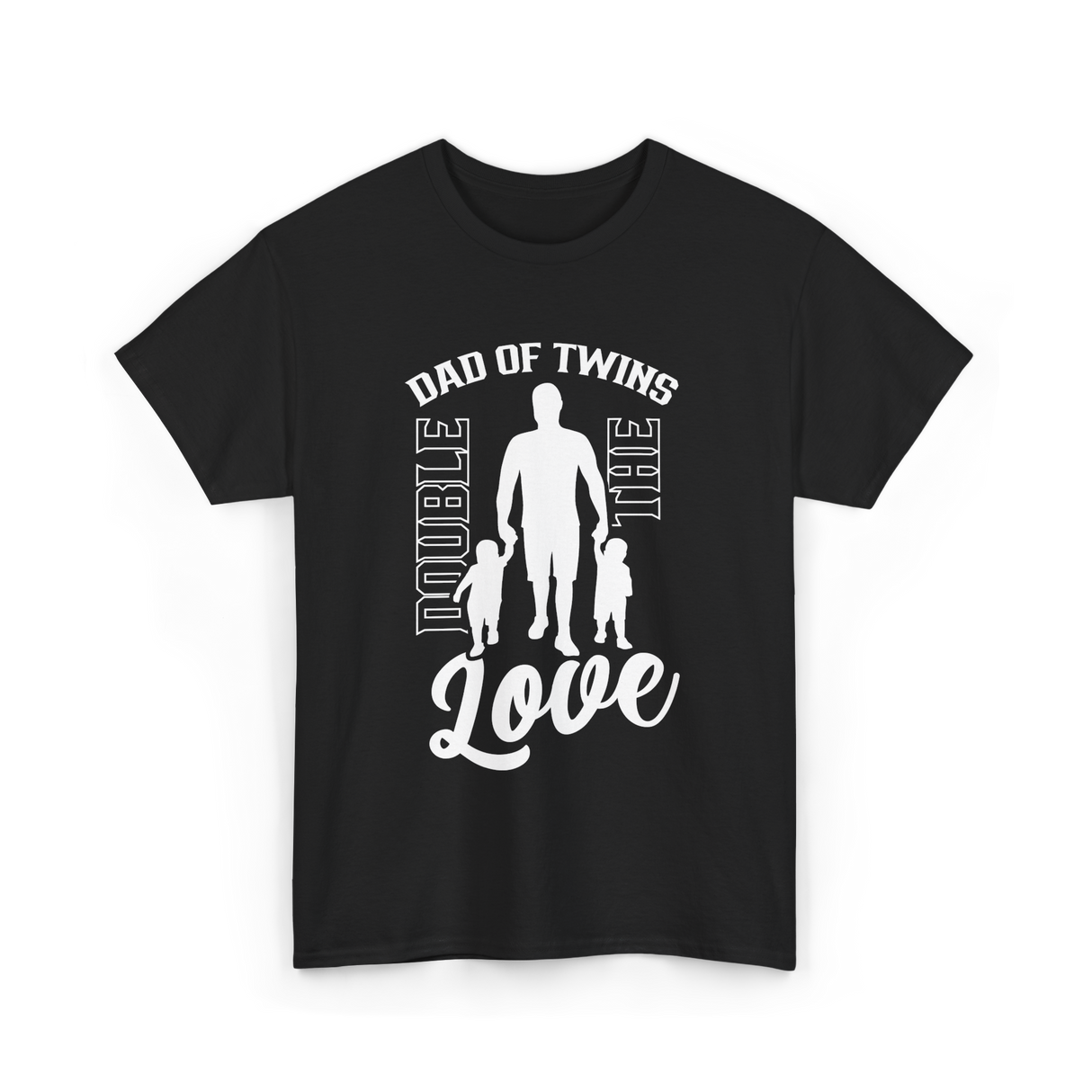 Dad Of Twins Double Love Twins T-Shirt - Black