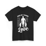 Dad Of Twins Double Love Twins T-Shirt - Black