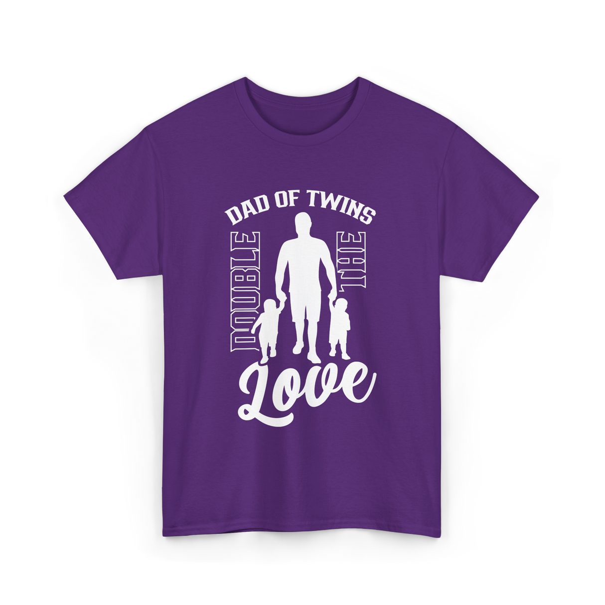 Dad Of Twins Double Love Twins T-Shirt - Purple