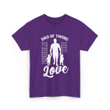 Dad Of Twins Double Love Twins T-Shirt - Purple