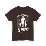 Dad Of Twins Double Love Twins T-Shirt - Dark Chocolate