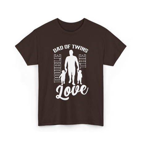 Dad Of Twins Double Love Twins T-Shirt - Dark Chocolate