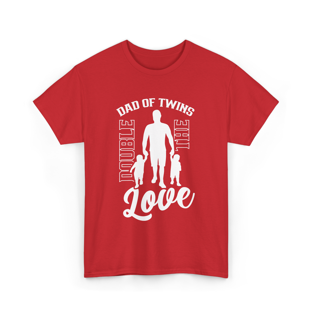 Dad Of Twins Double Love Twins T-Shirt - Red