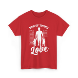 Dad Of Twins Double Love Twins T-Shirt - Red