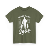 Dad Of Twins Double Love Twins T-Shirt - Military Green