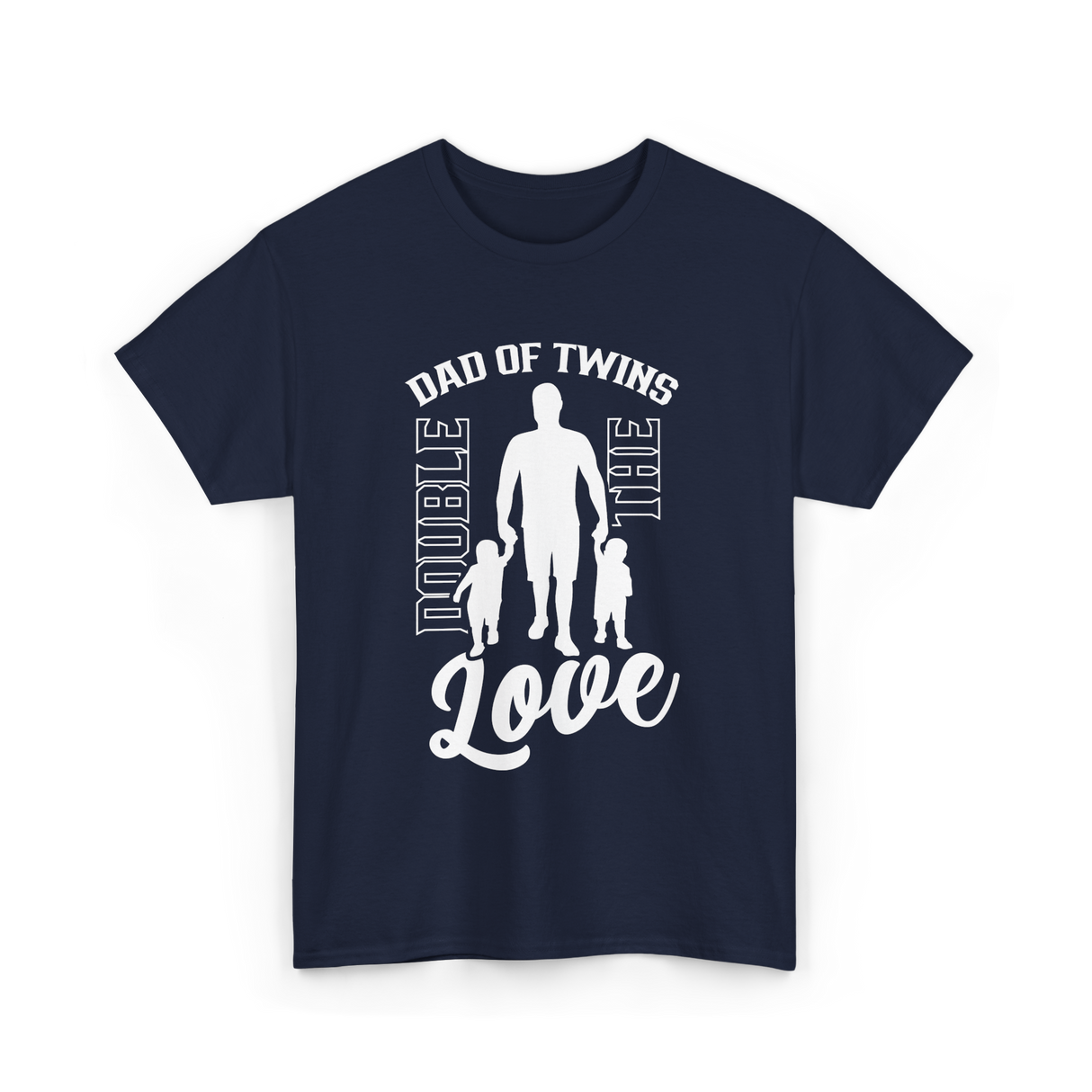 Dad Of Twins Double Love Twins T-Shirt - Navy