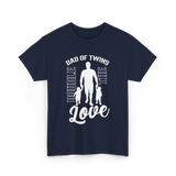 Dad Of Twins Double Love Twins T-Shirt - Navy