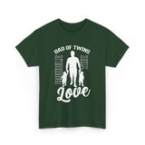 Dad Of Twins Double Love Twins T-Shirt - Forest Green