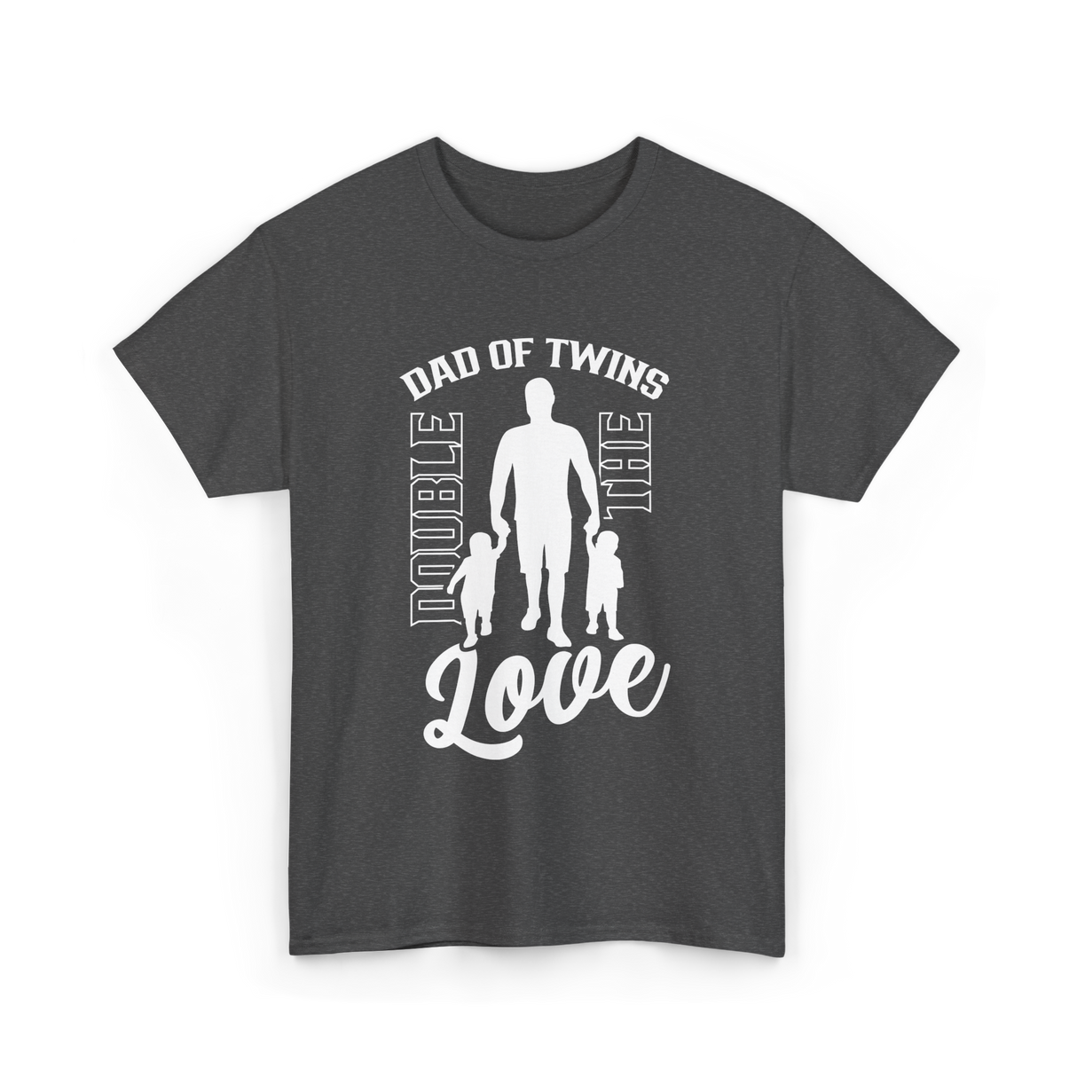 Dad Of Twins Double Love Twins T-Shirt - Dark Heather