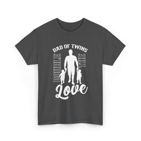 Dad Of Twins Double Love Twins T-Shirt - Dark Heather