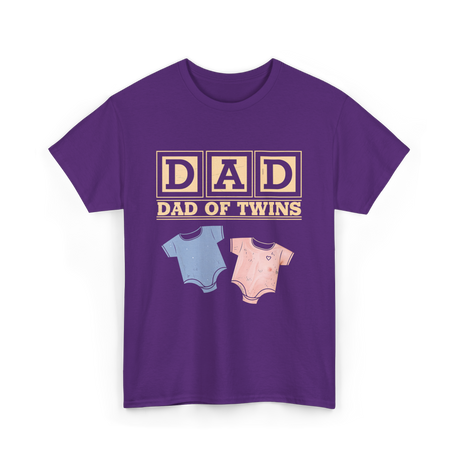 Dad Of Twins Family Dad T-Shirt - Purple