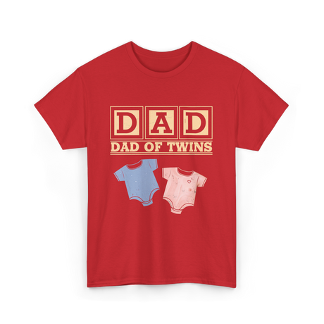 Dad Of Twins Family Dad T-Shirt - Red