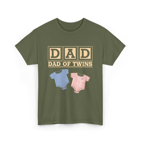 Dad Of Twins Family Dad T-Shirt - Military Green