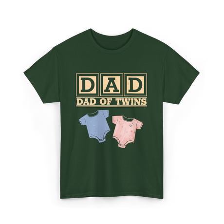 Dad Of Twins Family Dad T-Shirt - Forest Green