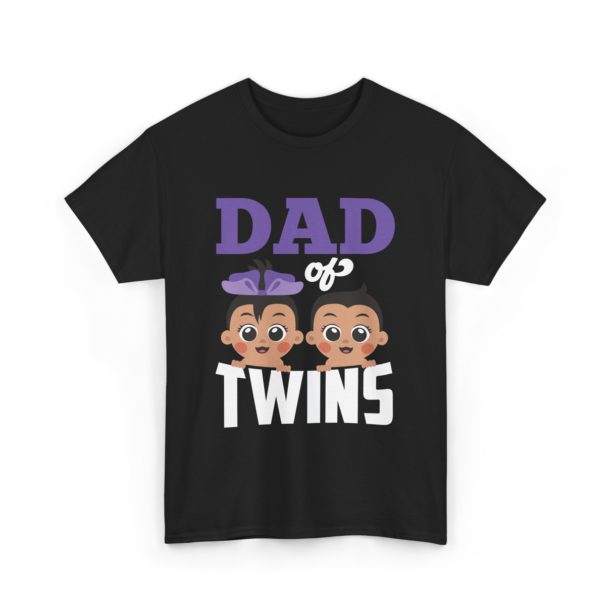 Dad of Twins Family Twins T-Shirt - Black