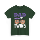 Dad of Twins Family Twins T-Shirt - Forest Green