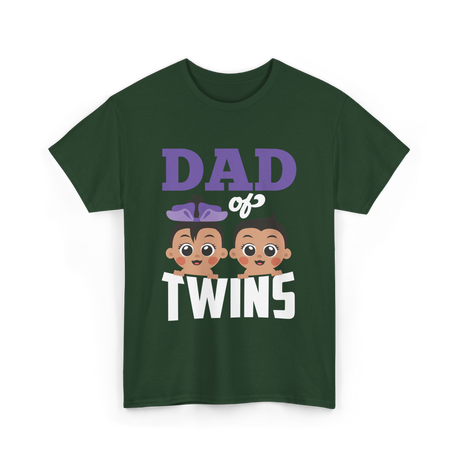 Dad of Twins Family Twins T-Shirt - Forest Green