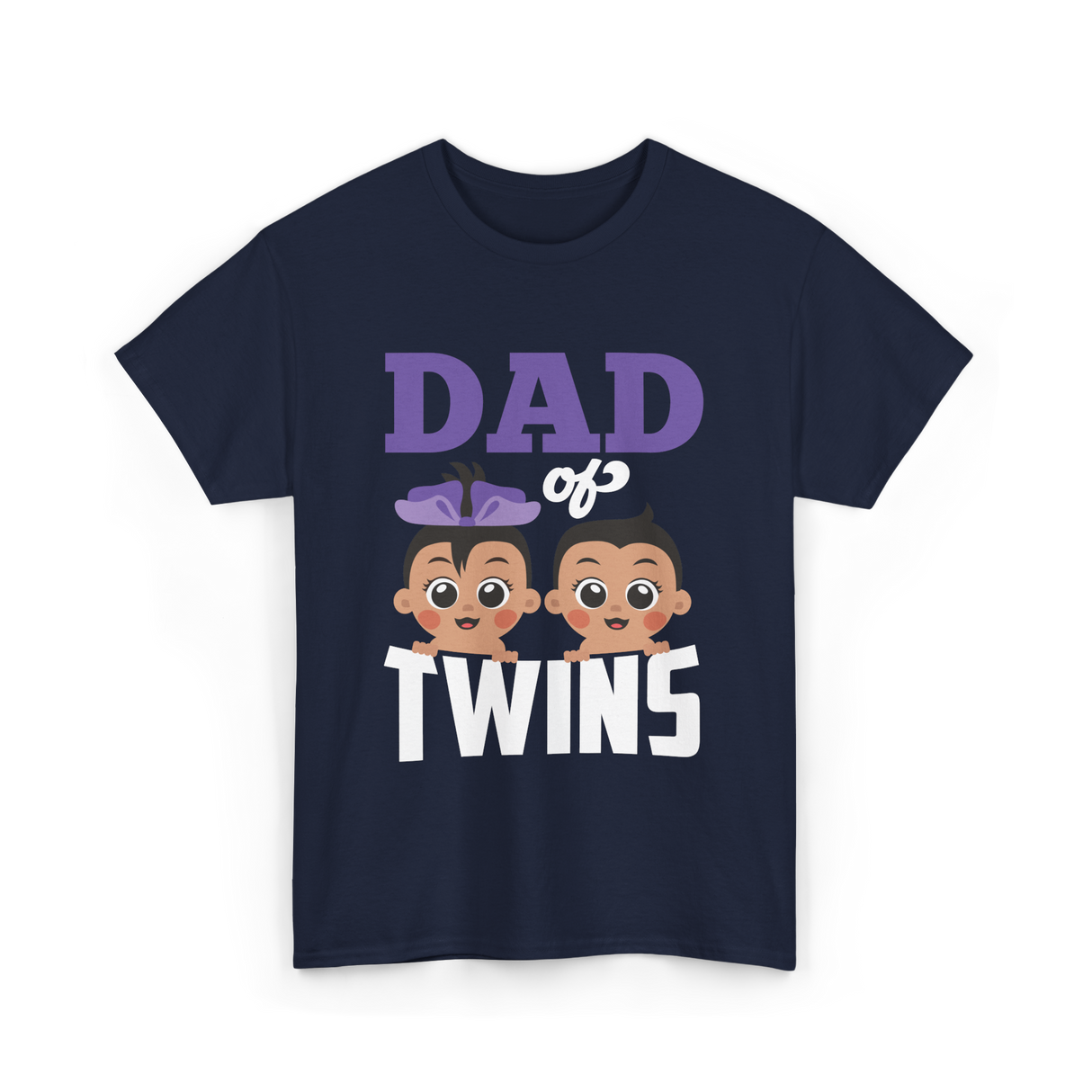 Dad of Twins Family Twins T-Shirt - Navy