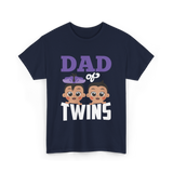 Dad of Twins Family Twins T-Shirt - Navy