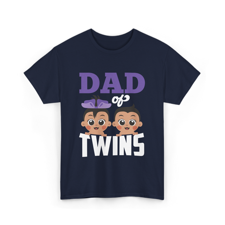 Dad of Twins Family Twins T-Shirt - Navy