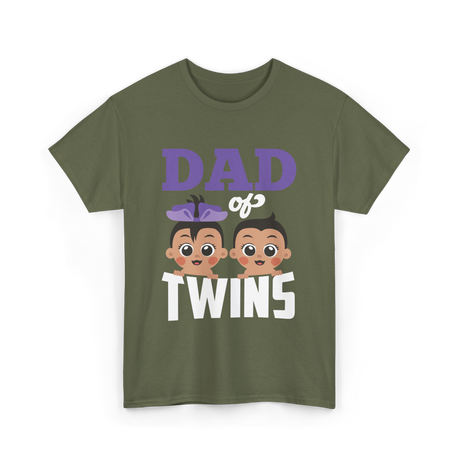 Dad of Twins Family Twins T-Shirt - Military Green