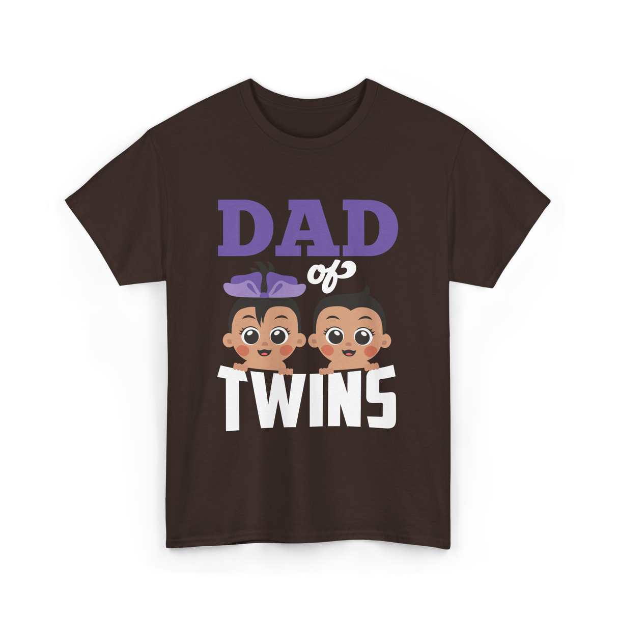 Dad of Twins Family Twins T-Shirt - Dark Chocolate