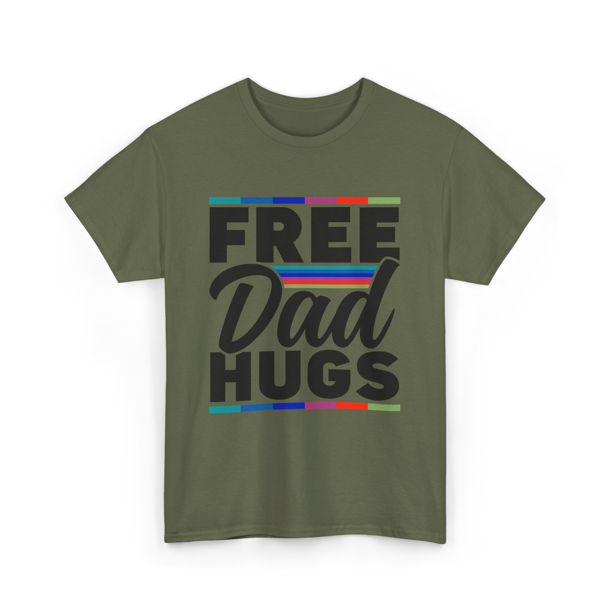 Dad Rainbow Pride Lgbtq T-Shirt - Military Green