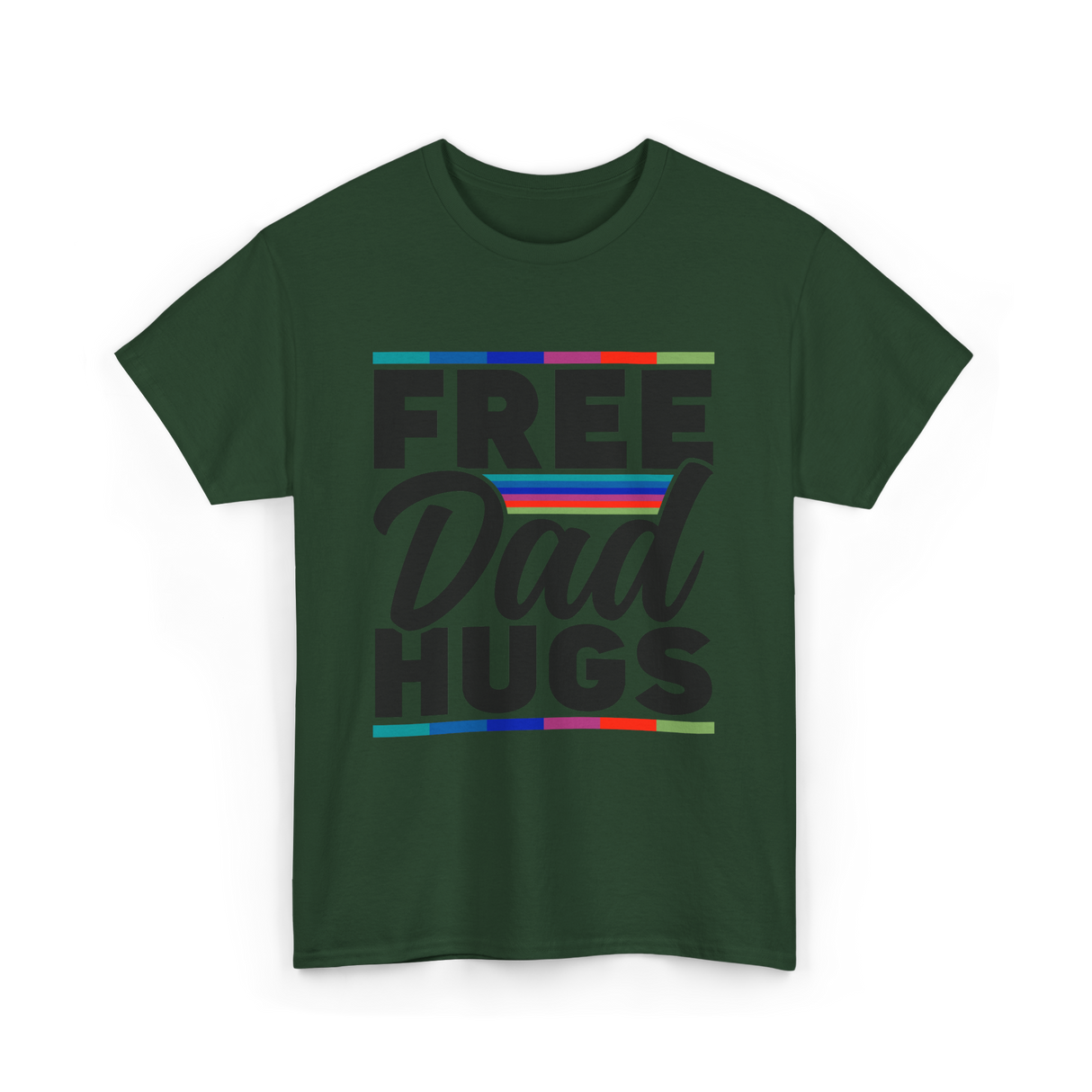 Dad Rainbow Pride Lgbtq T-Shirt - Forest Green