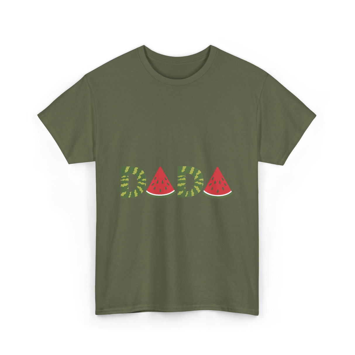 Dada Watermelon Fruit Dad T-Shirt - Military Green