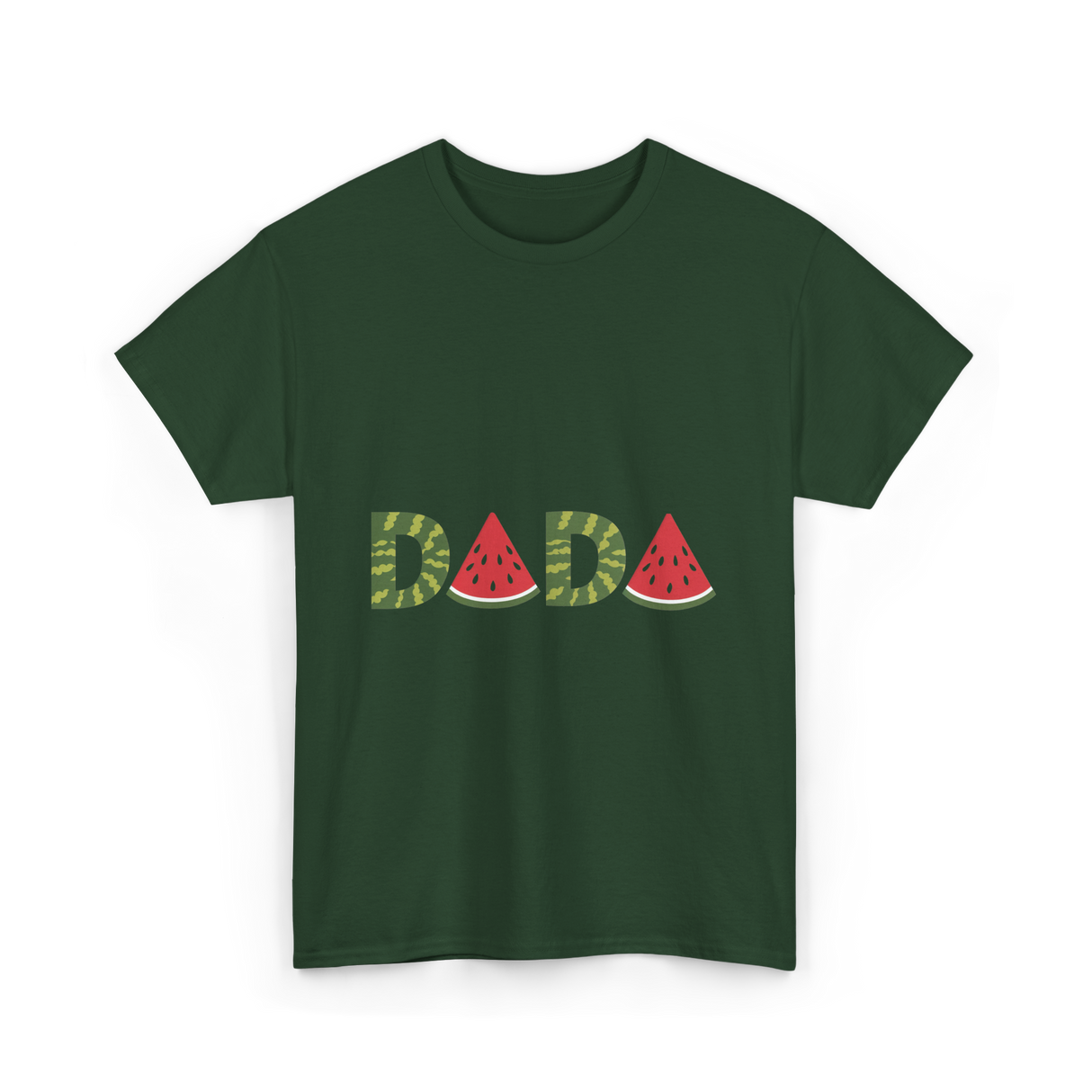 Dada Watermelon Fruit Dad T-Shirt - Forest Green