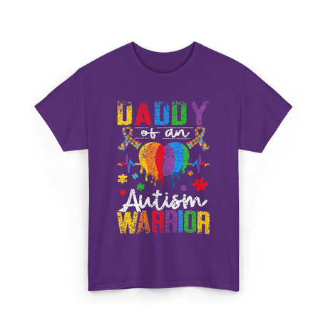 Daddy Of An Autism Warrior Support T-Shirt - Purple