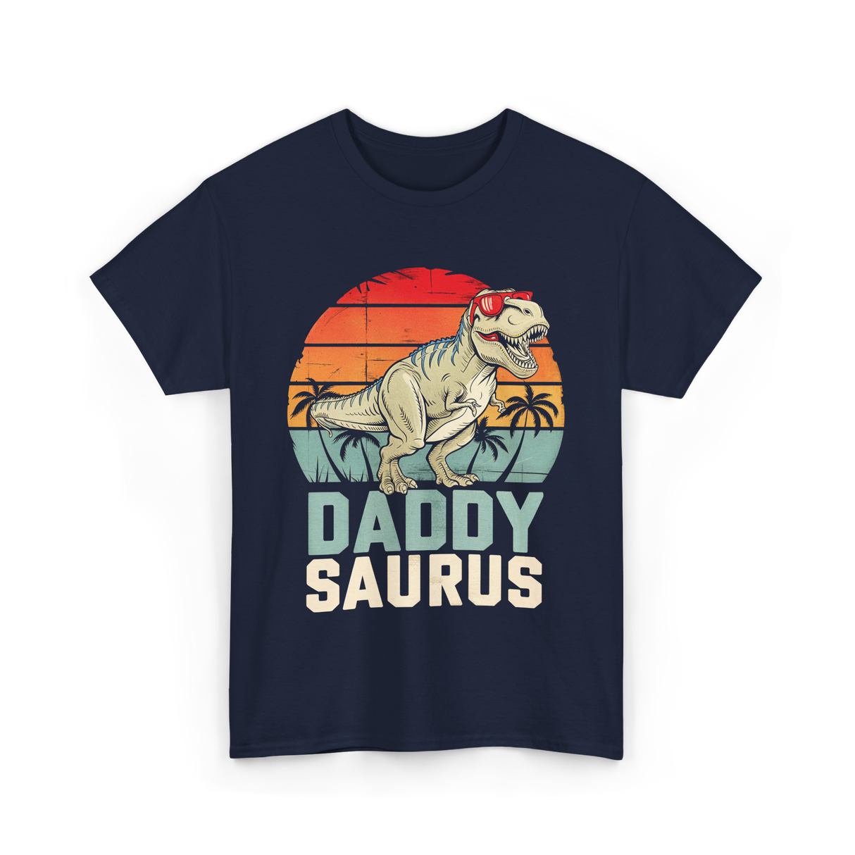 Daddy Saurus Dinosaur Dad T-Shirt - Navy