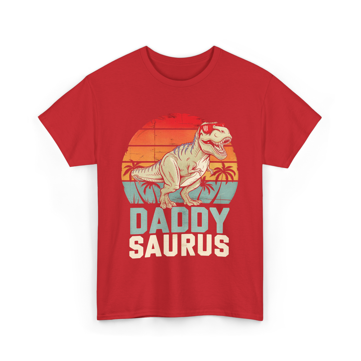 Daddy Saurus Dinosaur Dad T-Shirt - Red