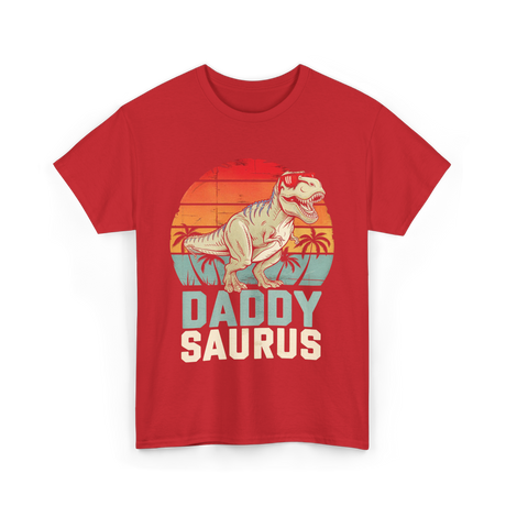 Daddy Saurus Dinosaur Dad T-Shirt - Red