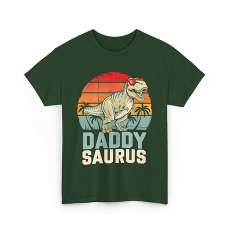 Daddy Saurus Dinosaur Dad T-Shirt - Forest Green