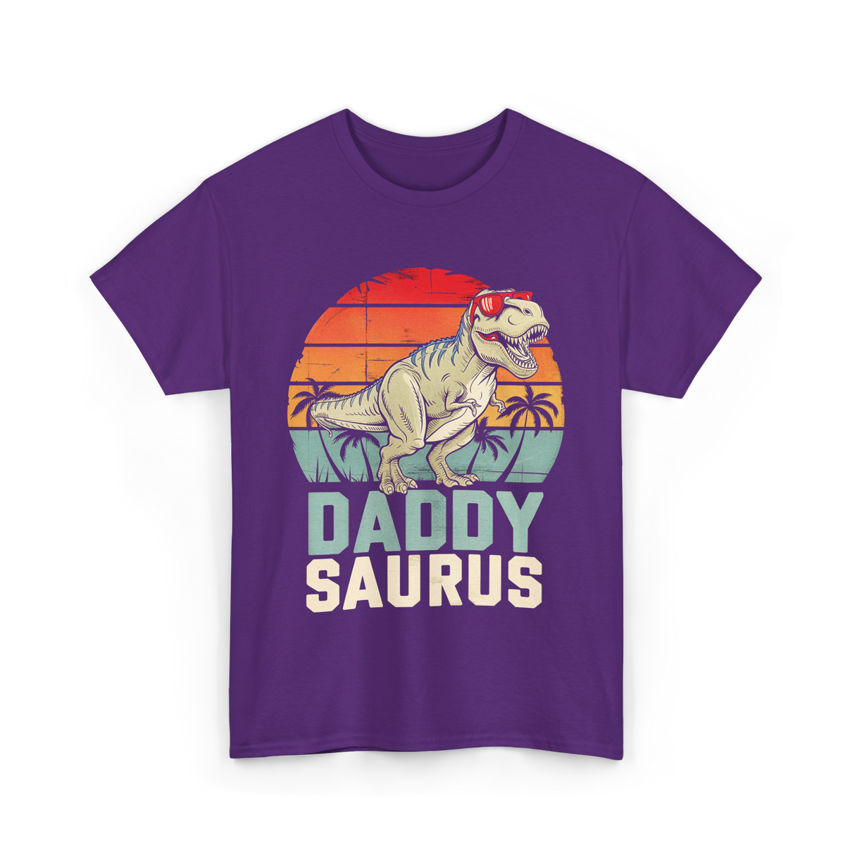 Daddy Saurus Dinosaur Dad T-Shirt - Purple