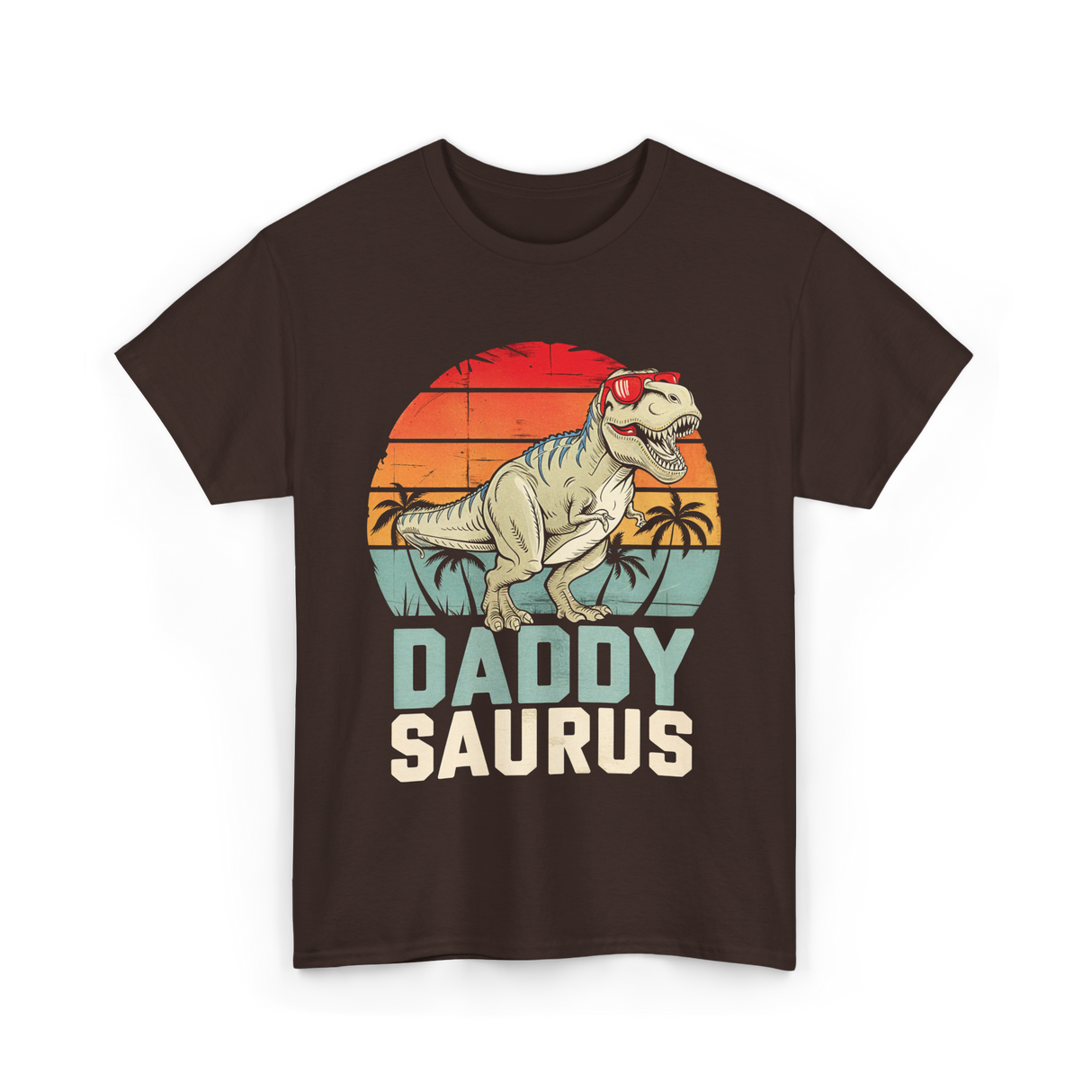 Daddy Saurus Dinosaur Dad T-Shirt - Dark Chocolate