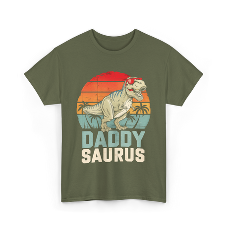 Daddy Saurus Dinosaur Dad T-Shirt - Military Green