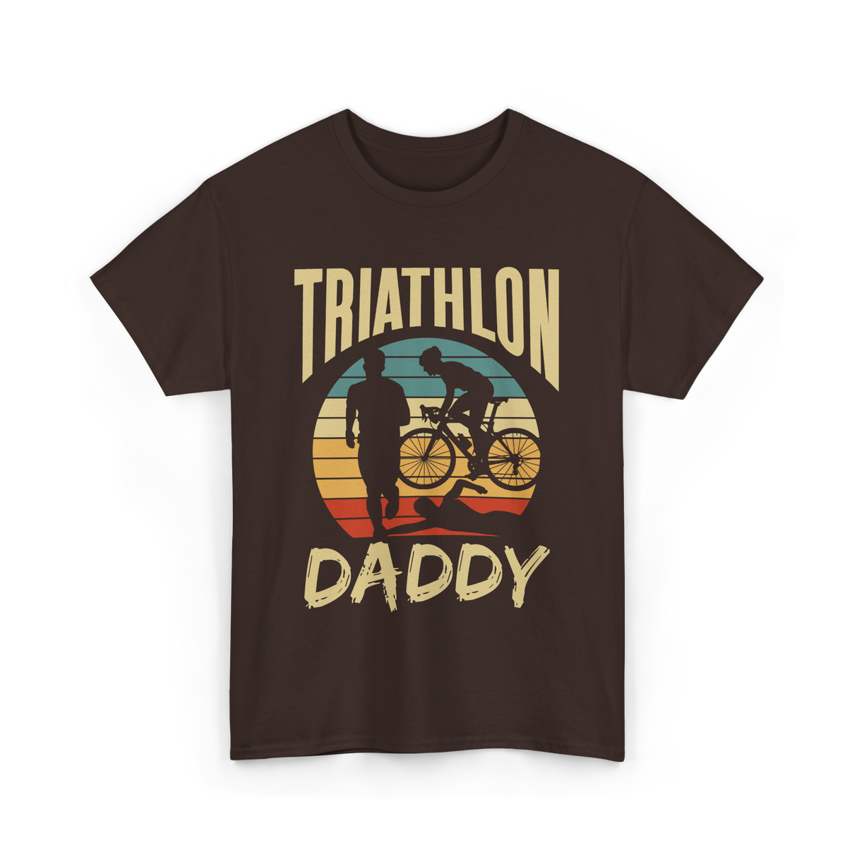 Daddy Triathlete Sport Lover T-Shirt - Dark Chocolate